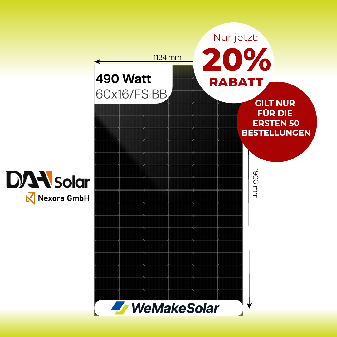 Solarmodul 490 Watt | Fullscreen | DAH Solar | 60X16/FS(BB)