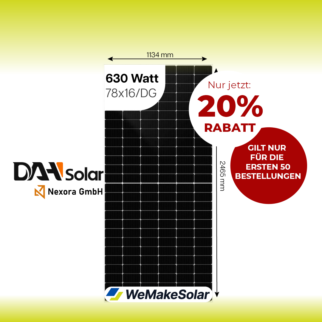 Solarmodul 630 Watt | Bifacial | Glas Glas | DAH Solar | DHN-78X16/DG