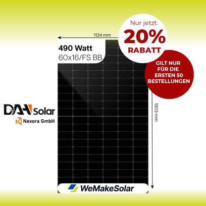 Solarmodul 490 Watt | Fullscreen | DAH Solar | 60X16/FS(BB)