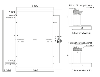Tranparentes Solarmodul 425 Watt | Glas Glas | Lichtdurchlässig | Fullblack | SLENERGY | SL-DG108NA